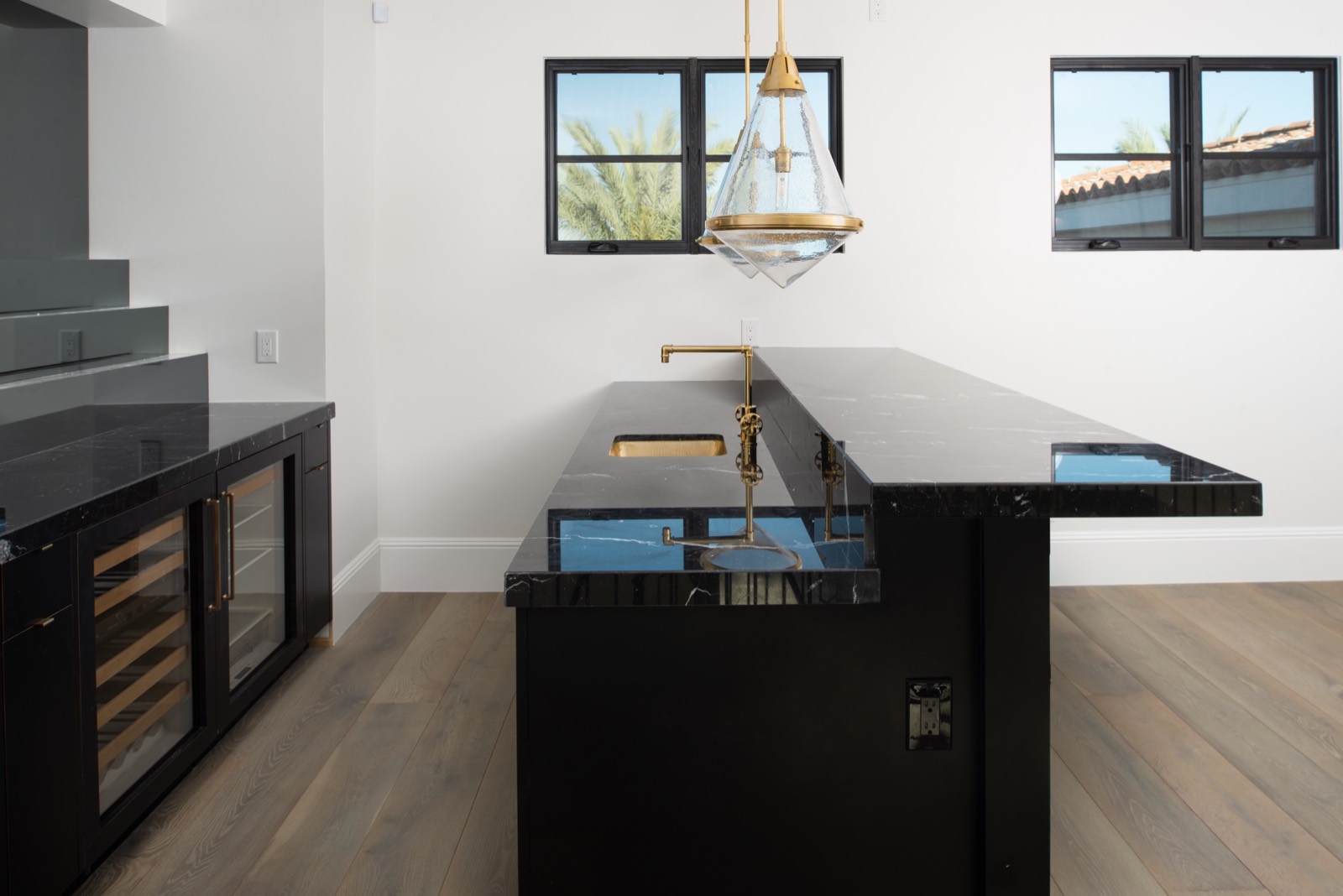 Black bar with a stone counter